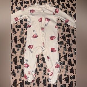 Carter's White Footed Pajamas with Red Fire Truck Print
